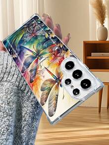 1PC Arte acuarela de libélulas coloridas y flores de ensueño: Funda transparente tipo billetera, protección completa para la cámara, compatible con iPhone 17/16/15/14/13/12/11/Pro/ProMax, compatible con Galaxy A54/S24 Ultra/Plus, compatible con Moto/Galaxy/Redmi/Honor/OPPO, a prueba de golpes y almacenamiento, diseño minimalista - transparente - Ver 9