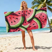 1 pieza Toalla de playa con estampado de sandía, toalla de playa suave, cómoda y ligera, adecuada para viajes, natación, buceo, surf, yoga, camping, accesorios de playa - SSTJ10679 - Ver 5