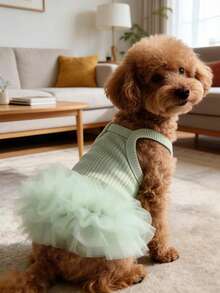 1pc Elegant Ballet Tulle Dress Pet Dog Clothes, Princess Dress Sleeveless Romantic Party Outfit, Suitable For Small Dogs, Cats, Cool Spring/Summer - Pink - View 6