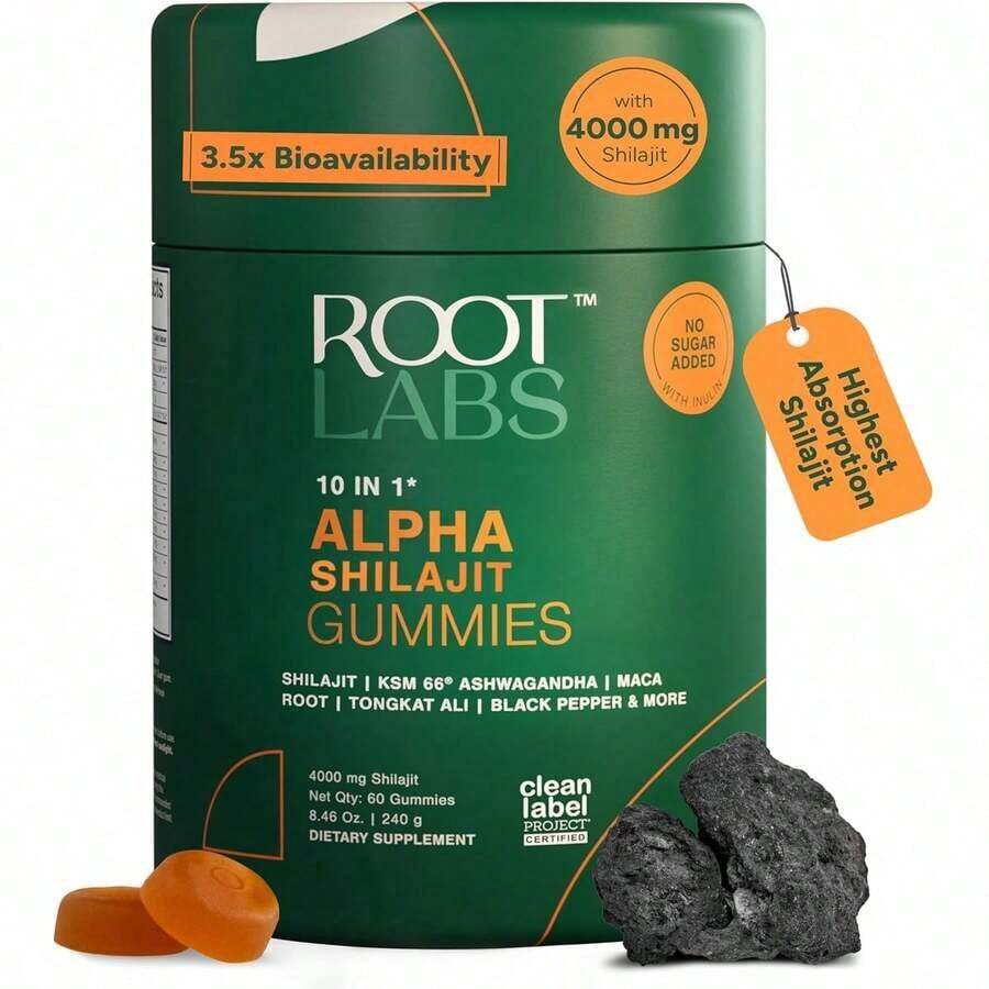 10-In-1 Alpha Shilajit Gummies |   4000 Mg Pure Himalayan Shilajit With Tongkat Ali & Maca Root |   For Men & Women |   ShilAbsorb Bioavailability Tech |   Sugar-Free, Vegan |   60 Gummies - 60 Đếm - Xem 1