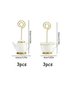 Tea Pot Shaped Table Card Holder, Afternoon Tea Time Table Card Clip, Table Number Holder, Photo Clip, Suitable For Birthday Party, Bridal Shower, Tea Party, Wedding Decoration - A - View 10