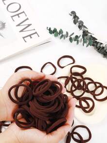1/50/100/200pcs Minimalist Women High Elasticity Hair Ties, Suitable For Daily Use - Coffee - View 4