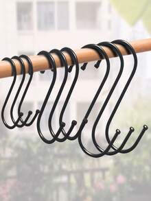 10pcs Stainless Steel S-Shaped Hooks | Multi-Purpose Metal Hooks, Suitable For Kitchen, Bathroom, Clothing - Multicolor - View 2