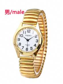 XAPWV 一对金色情侣石英表，弹性表带，大号数字，时尚简约休闲腕表，男女皆宜 - 彩色 - 查看 19