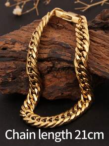1pc Thick Cuban Link Bracelet, Stainless Steel Minimalist Geometric Bracelet/Earrings, Versatile Elegant Luxury Vibe, Suitable For Daily Wear, Party, Gift For Friends, Material, Timeless Classic Element, High-Quality Minimalist Style For Daily Wear - Bracelet - View 12