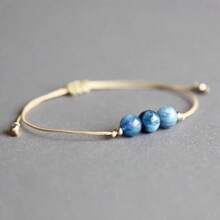 1pc Blue Agate Bracelet, Women's Bracelet, Blue Agate Bracelet, Healing Crystal Bracelet, Beaded Bracelet, Stress Relief Bracelet, Blue Agate Jewelry - Blue - View 9