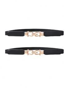 Women's Elastic Buckle Waist Belt, Retro Skinny Waist Strap Suitable For Dresses And Pants, Daily Wear - Multicolor - View 13