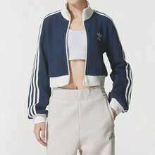 Adidas Originals CROP TT Jacket/Outerwear Knit Casual Short Trip KC2646 - White/Indigo - View 1