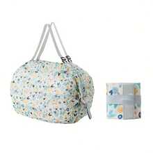 Foldable Reusable Grocery Shopping Bag With Large Capacity And Sturdy Shoulder Strap For Everyday Grocery Runs, Travel, Market Trips, Foldaway Tote For Quick Storage, Durable Lightweight Carryall With Wide Opening, Convenient Handles, Multi Pocket Design, Ideal For Spring And Summer Shopping Spree - Multicolor - View 9