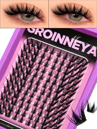 GROINNEYA 72/120pcs Wispy Individual Lashes C-Curl Mixed 9-13mm Lengths Lash Extension Natural & Realistic Soft Cluster Lashes Thick Fluffy DIY Lashes,For Daily Makeup Beginner Use At Home Or On-The-Go For Daily Life&Party&Music Festival