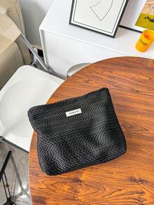 Women's Personalized Wheat Ear Pattern Woven Handbags, Elegant And Simple Design Travel Toiletry Bags, Large-Capacity Cosmetic Storage Bags With Zippers, Portable Storage Bags For Everyday Use, And Stylish And Creative Gifts-Essential For Travel. - Multicolor - View 15