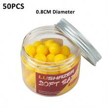 50 viên/chai Mồi câu cá chép nổi mềm hình tròn, kích thước 8/10/14mm, làm bằng chất liệu TPR, có mùi thơm, thích hợp câu cá diếc. - Màu vàng - Xem 9