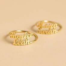 Custom Double Name Rings For Women 18K Gold Plated Stainless Steel Personalized Two Name Ring Unisex Wedding Anniversary Birthday Gifts - Multicolor - View 5