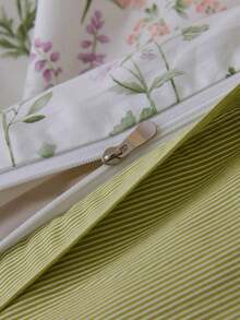 2/3件套100%纯棉抹茶绿复古花卉图案印花被套组（不含枕芯），透气超柔软，四季皆宜（1件被套+1/2件枕套，不含枕芯），柔软双色设计，卧室/客房适用，情人节特惠。 - 綠色 - 查看 9