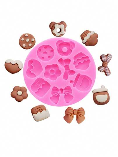 1pc Pink Liquid Silicone Material Silicone Mold, DIY Bow, Plum Blossom Resin Jewelry Accessories Silicone Mold, Suitable For Making Hair Accessories, Hollow Out Clogs, Phone Decorations And Other Accessories