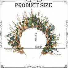 Handmade Woodland Halo Crown - Forest Headband Flower Hairband Goddess Floral Crown For Women S Cosplay Party Renaissance Carnival Wedding Photo Shoot Gold Green - Green - View 2