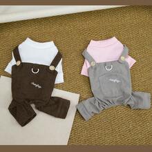 宠物服装，狗狗服饰，猫咪四脚套，春夏新款，四脚围兜裤，刺绣款 - 鏽棕色 - 查看 7