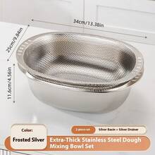 2 Pc Multifunctional Household Rice And Vegetable Drainage Basket, And Basin+Drain Basin, Used For Fruit And Vegetable Storage, Multifunctional Travel Filter, Travel Filter Basket, Travel Filter Screen, Rice Washing Filter, Restaurant Drainage Basket. - Multicolor - View 14