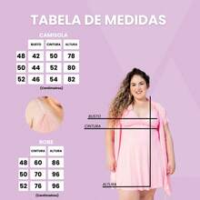 Kit Amamentação 2 Camisolas Longa e Curta  2 Robes Longo e Curto   Plus Size - Vermelho/Preto - Visão 2