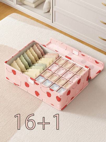 1pc Pink Oxford Cloth Underwear Storage Box, Suitable For Bras, Socks And Lingerie, With Lid. Home Goods, Essential For College Dorm, Girls Dormitory Storage Bag. Storage Box, Wardrobe Storage, Decorative Lingerie Storage Box, Holiday Decor, Room Decor, Home Decor, Bedroom Decor, Clothing Decor. High-Quality Product For Home Life Organization, Worthy Gift Item. Quality Home Goods.