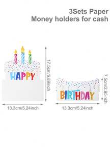 3pcs Colorful Glitter Birthday Money Holders, Happy Birthday Cash Gift Envelopes,Birthday Party Favors,Gift Packaging Bags,Birthday Money Card,Home Decor,Table Decor,Birthday Decoration,Birthday Gift,Birthday Party Supplies - Colorful Birthday - View 9