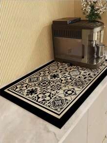 1pc Coffee Pad - Suitable For Kitchen Countertop, Coffee Bar, Dish Drying Mat, Compatible With Coffee Maker, Coffee Pot, Espresso Machine - Black - View 2