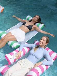 1个游泳池漂浮物,充气漂浮物,泳池派对漂浮物,2/4管躺椅漂浮物,耐用PVC材料,可折叠条纹充气泳池垫,适合泳池派对和夏季礼物,沙滩用品。 - 多色 - 查看 6