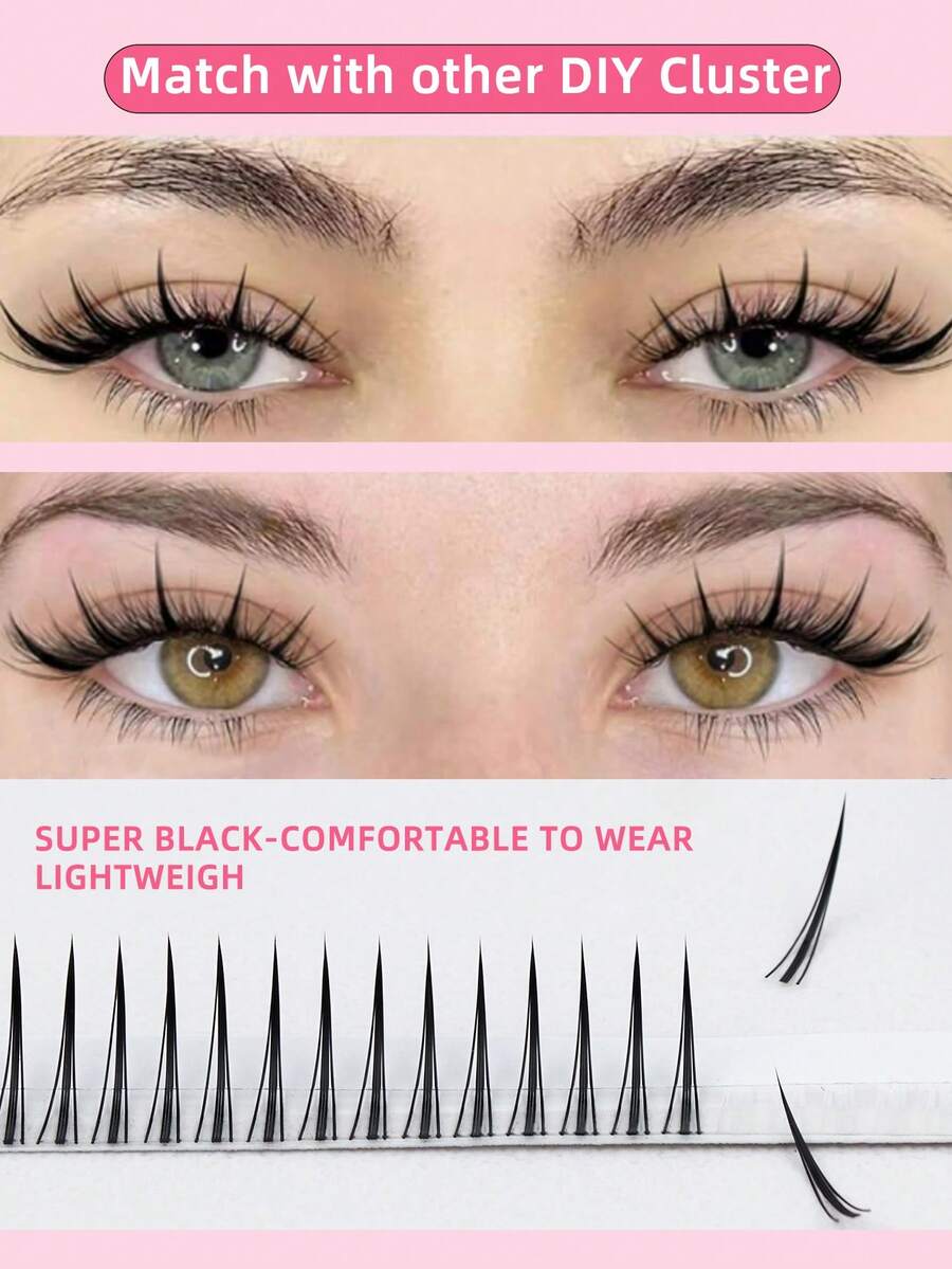 12排228片优质A字型尖刺漫画簇状DIY假睫毛，0.07 J D卷度，8-15mm下睫毛6-7mm，自然纤细，适合动漫角色扮演和亚洲风格，单根假睫毛，适用于日常、派对、化妆等场合。