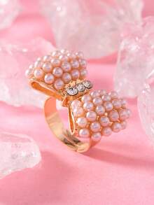 1枚蝴蝶结珍珠可调节开口戒指，适合日常佩戴 - 蝴蝶結戒指 - 查看 8