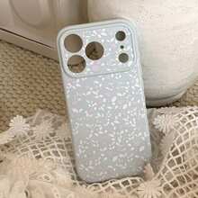 透明粉色花朵17 ProMax手机壳，柔软花卉图案保护套，兼容 16/14/15/13，创意、几何、简约、清新、小众、ins风 - 海霧藍 - 查看 8