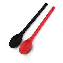 1pc Heat-Resistant Silicone Long Handle Mixing Spoon - Non-Stick Kitchen Utensil For Convenient Cooking - Multicolor - View 10