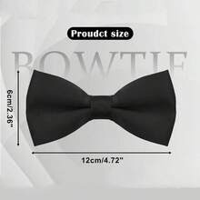 1 Exquisite Black Bow Tie - Formal Tuxedo Style - Adjustable, One Size Fits All - Perfect To Match Suits And Uniforms, Ideal Gift For Christmas, - Black - View 4