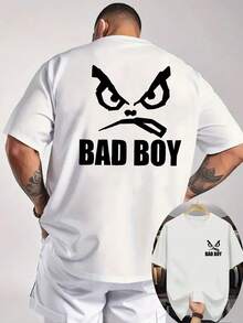 "BAD BOY" Printed T-Shirt Is Breathable, With A Loose, Slightly Dropped Shoulder Design, Men's Short-Sleeve - Perfect Streetwear, Men's T-Shirt, Crew Neck T-Shirt - White - View 1