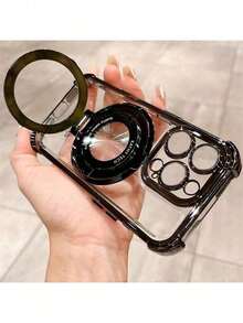1pc Circular Folding Bracket Electroplated Anti-Drop Phone Case Compatible With IPhone 17/15ProMax/16promax/16pro/14promax/14pro/13promax, Galaxy S21 5G/S21 Ultra/S22/S22 Ultra/S23/S23 Ultra/S24/S24FE/S24 Ultra 5G/S25/S25+/S25U, A14/A33 5G/A53 5G/A54 5G/A52/A52s 5G/A15 5G/A13 4G/A22 4G/A22 5G/A34/A23 5G/A07/A17, Mi Note 7/8/9/10/11/12/13, Mi 9/10/12/13C, , MOTO, Honor X, HW,  C53 C55 - 黑色 - 查看 7