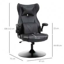 Video Game Chair With Lumbar Support Racing Style Home Office Chair Computer Chair With Swivel Base Flip-Up Armrest And Headrest Black - Black - View 4