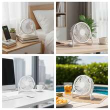 Well Home USB Table Fan Ø14.5x11.5cm In Matte White - White - View 5