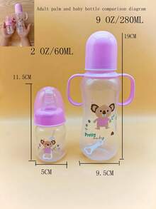 1 Set Of 2 Baby Bottles, 60ml And 280ml, Newborn Cartoon Design, Anti-Bubble Green - Multicolor - View 9