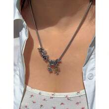 1pc Retro Heart Necklace, Renaissance Teddy Bear Necklace, Cute Little Bear Necklace, 12 Constellation Charm Necklace, Assorted,Hair Accerssories,Summer,Gold Jewelry,Jewelry Women - 銀 - 查看 11