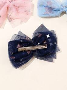 4pcs Cute Mesh Bow Hair Clips, Suitable For Girls' Daily Wear - Multicolor - View 4