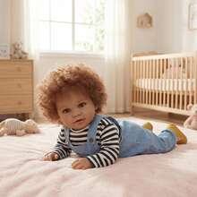 26 Zoll NPK Pippa vollständig bekleidete Reborn Puppe, Neugeborenes Baby Mädchen, extra große Säuglingsgröße, lebensechte Beliebtheit, weiche Berührung, 3D Hautkunst Puppe, Weihnachtsgeschenk - Königsblau - Übersicht 7