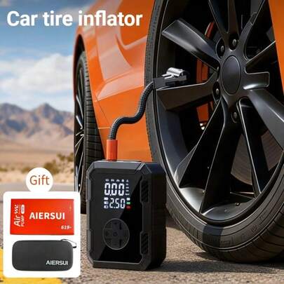 מדחס אוויר נייד לניפוח צמיגים, מדחס אוויר לצמיגי רכב, מנפח צמיגים נייד לרכב עם מד לחץ, משאבת צמיגים לרכב, מתאים לאופניים, אופנועים, כדורים, צעצועים מתנפחים שונים ומזרני אוויר 1500mAh7.4V
