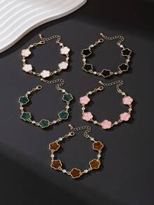 Bộ 5 chiếc vòng tay hình cỏ ba lá đính đá sang trọng cổ điển, kiểu dáng công sở dành cho nam giới, quà tặng kỷ niệm cho bạn trai. - Nhiều màu - Xem 3