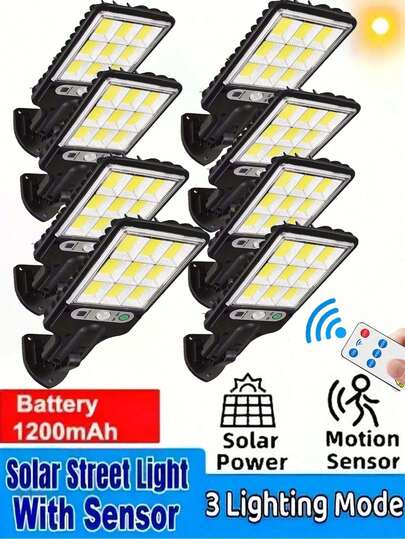 8pcs Solar Outdoor Pathway Lights, 9 Panels 108 COB Yard Wall Lamps With Motion Sensor, 3 Lighting Modes, Outdoor Smart Sensor Lighting For Garden, Yard, House, Garage, Path, Road, Suitable For Holiday, Wedding, Mother's Day, Valentine's Day, Ramadan, Eid, Back To School, Christmas, Halloween Lighting Decor - Remote Control/Non-Remote Control Version Available