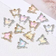 10个梦幻蝴蝶合金吊坠，时尚渐变蝴蝶水钻饰品挂件，可用于手链项链DIY，情侣礼物 - 蝴蝶吊墜 - 查看 4