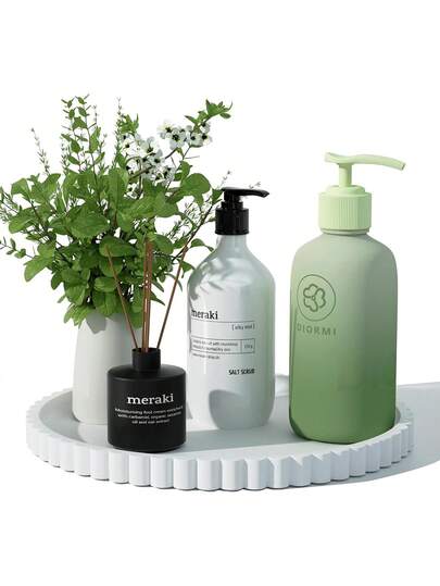 Round Silicone Bathroom Tray, Dressing Table Jewelry And Accessory Display Tray - Suitable For Storing Cosmetics, Jewelry, Candles, Soap Dispensers, Modern Bathroom Decorations, Coffee Table Decorations, Candles, Perfumes And Plant Display Trays.