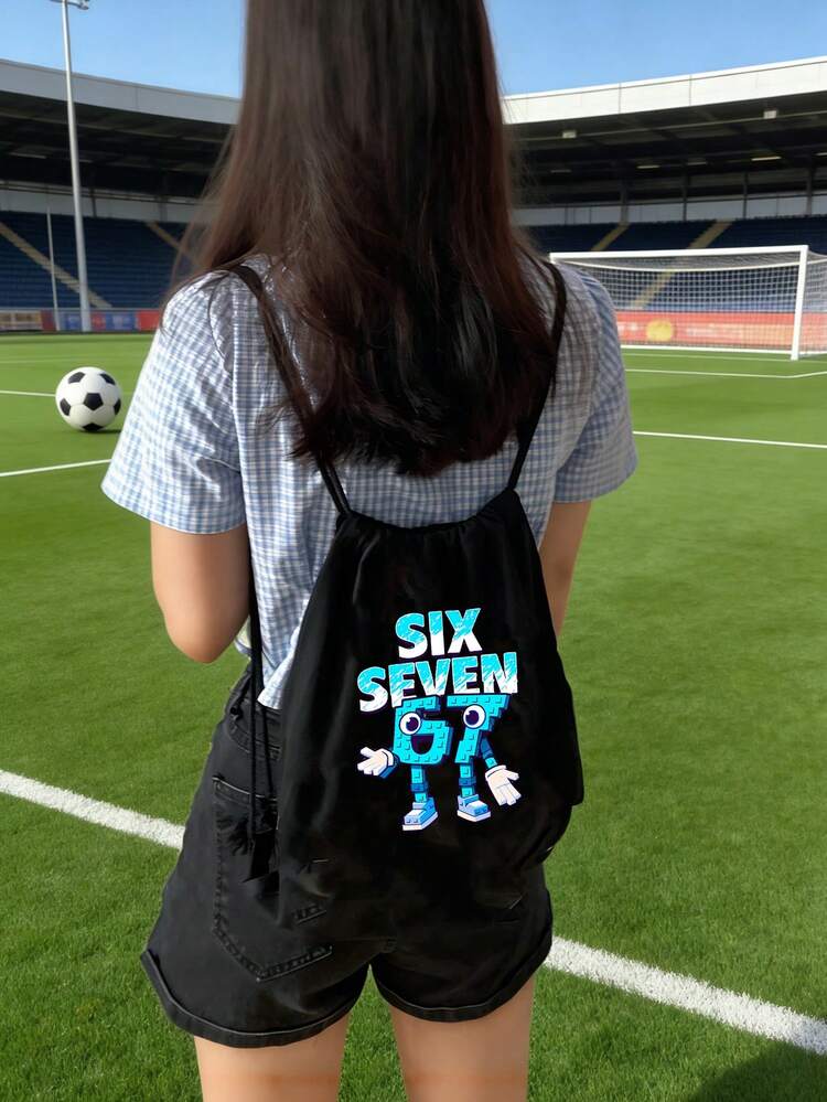 67 Letters Six Seven Print Organizer Bag With 67 Number Design - Multiple Styles Available,Backpack With Drawstring,Casual Foldable Shoulder Bag With Fixed Straps And Closure,Drawstring Gym Bags, Large Capacity Bag,Multifunctional Drawstring Bag,Multi‑Pocket, Grocery & Travel Bag, Versatile Daily Carryall, Back To School,Shoppers, Party‑Goers & Gift Giving, For Travel, Sports, Gym - Multicolor - View 4