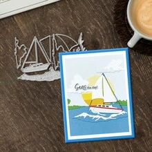 Creative Sailboat And The Sea Dies, DIY Scrapbooking Album And Embossing Stencil, Greeting Card Making Tool, Card Paper Cutting Crafts ,Gift Card Making Template Die Cuts. - Silver - View 5