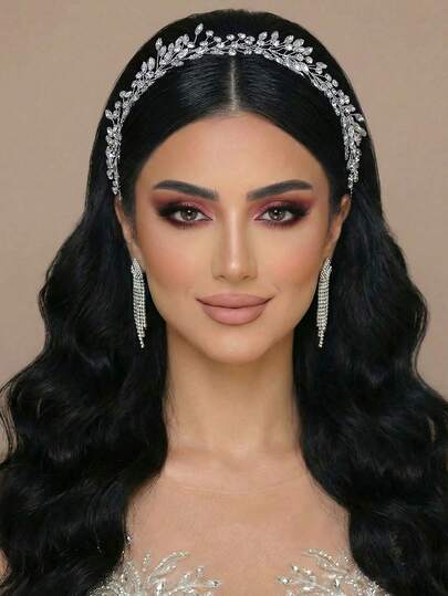 1 pieza Diadema nupcial lujosa y elegante hecha a mano con decoración de cristal, adecuada para bodas, galas, fiestas, fotografía