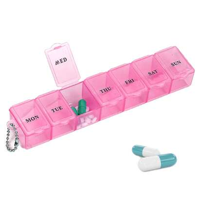 1pc Portable 7-Compartment Transparent Pill Case