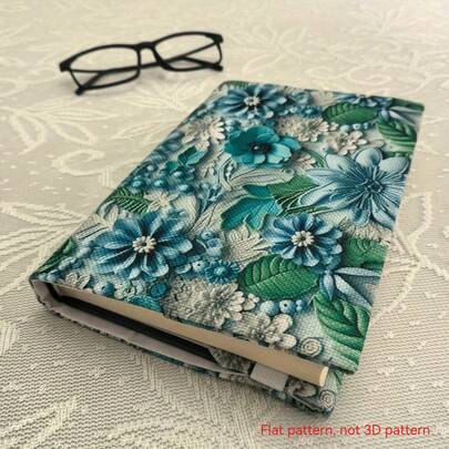 1 szt. ręcznie robiona okładka książki z materiału w kolorze leśnej zieleni, płaska, drukowana koperta na planer/notatnik, prezent dla miłośników książek i par